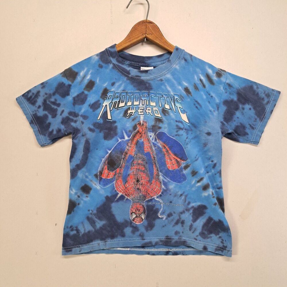 Vintage Spider-man Youth Medium Radioactive Hero Tie Dye T Shirt Marvel Gildan